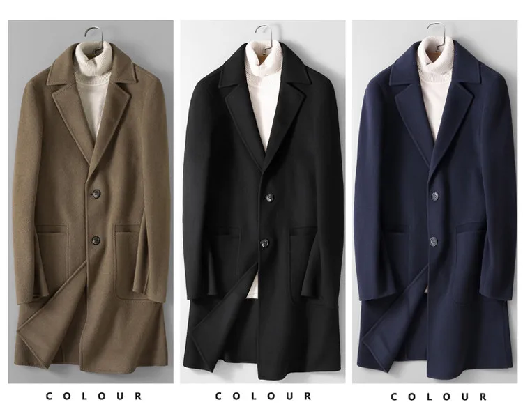 KOLMAKOV мужская одежда 85% шерстяные ветровки Homme 2019 Новые Роскошные шерстяные пальто Двусторонняя Верхняя одежда длинные шерстяные пальто M-3XL