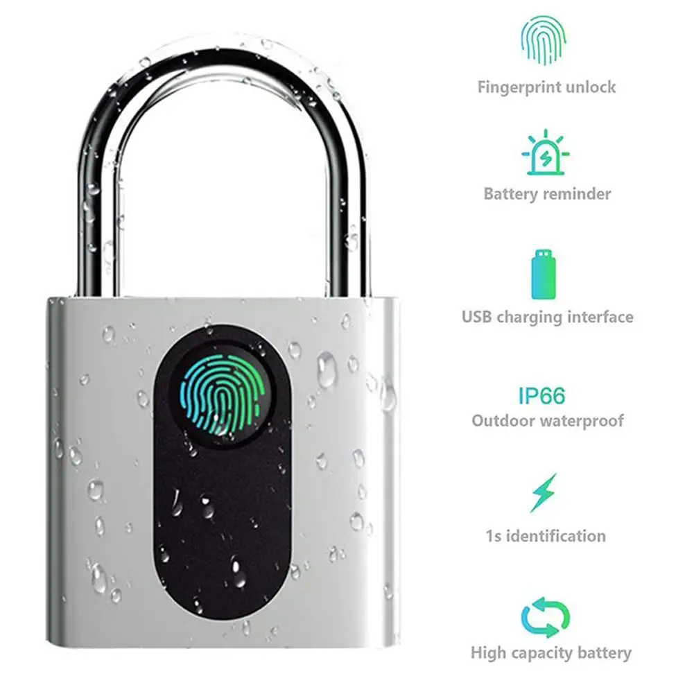 

Smart Fingerprint Padlock Waterproof Anti-theft Keyless Security Door Locks Set