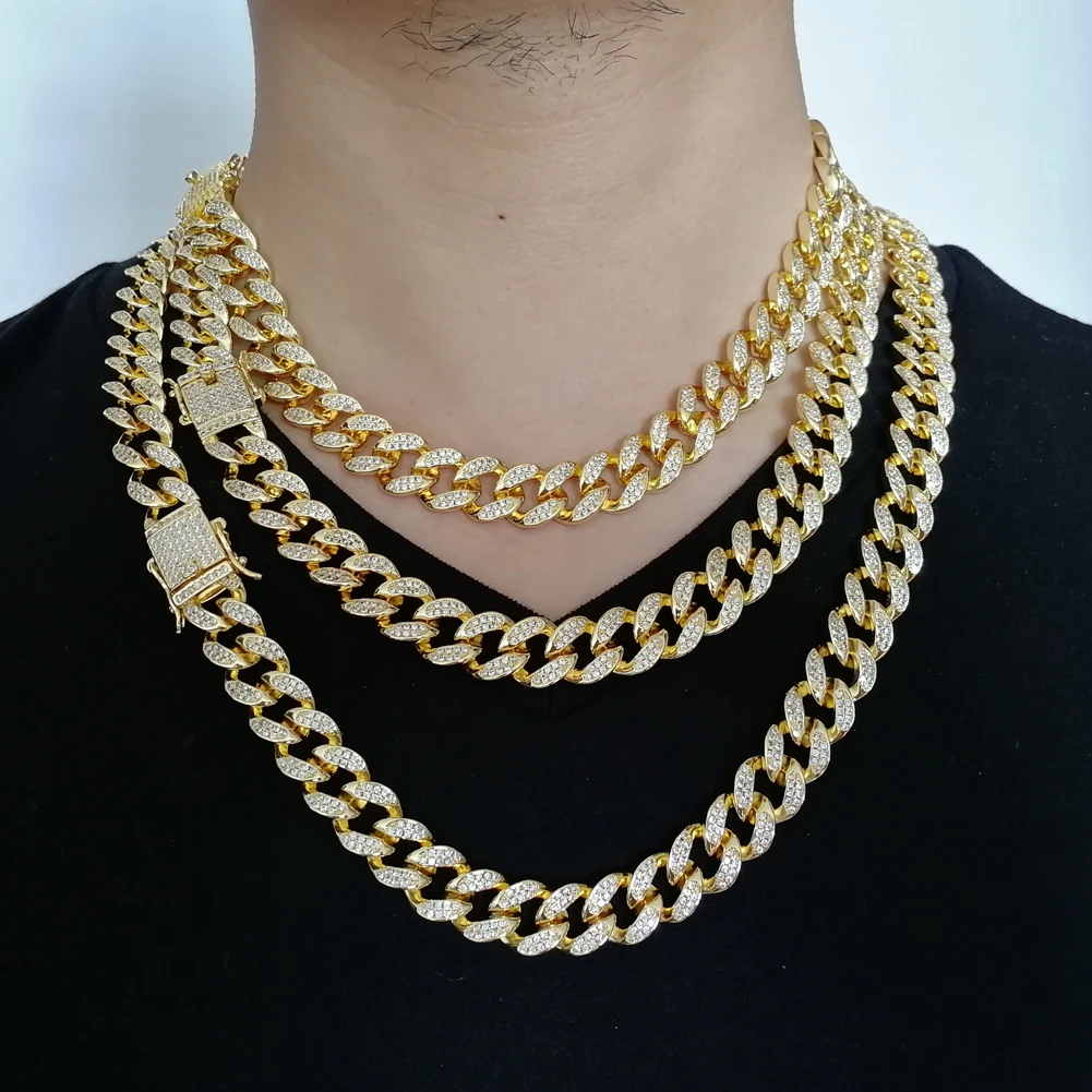 

12mm width 18inch 20inch 24inch Iced out Bling bling Copper Cuban Chain Hip Hop micro pave Necklace Jewelry for men CN001