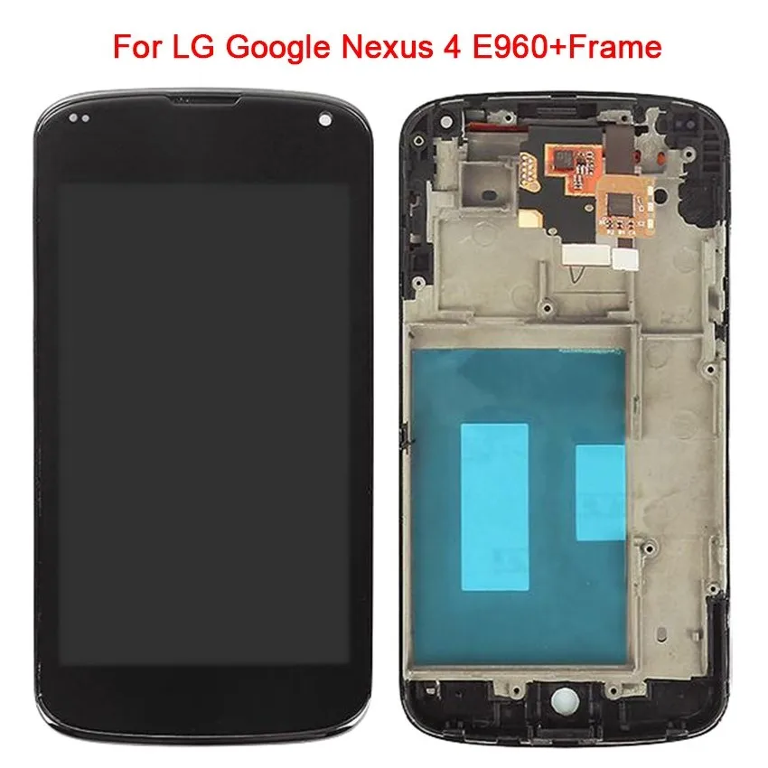 ЖК-дисплей для LG Optimus Google Nexus 4 E960 сенсорный экран дигитайзер + рамка Полная сборка