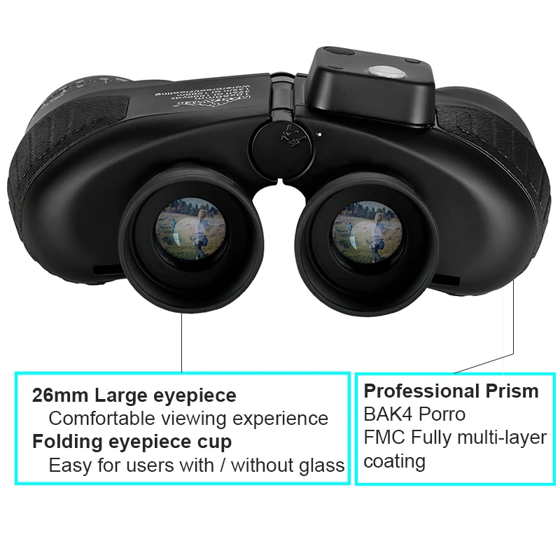 Military Binoculars Professional Telescope Rangefinder 10x50 Prismaticos Nitrogen-filled Waterproof BAK4 Prism Adults MAXLAPTER 