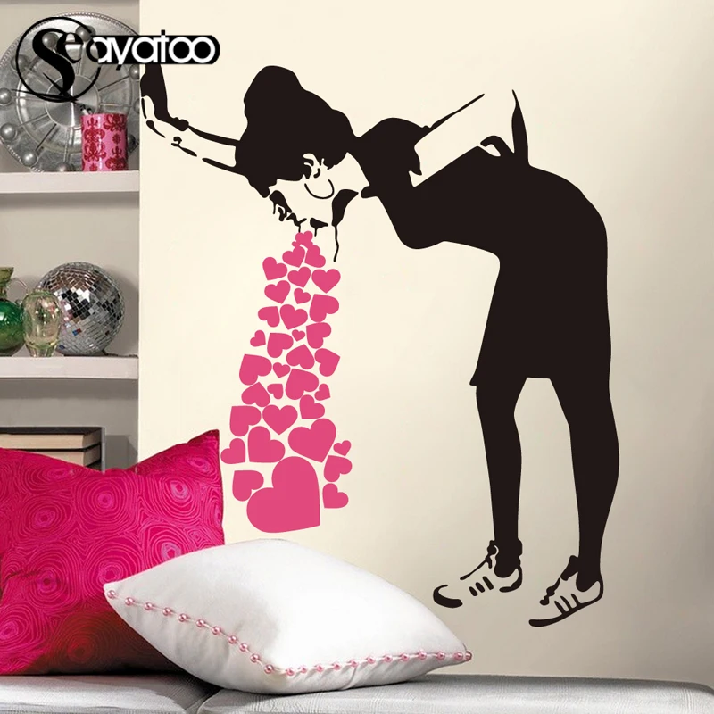Бэнкси девушка леди Vomit сердце любовь виниловая наклейка на стену девушки комната уличное искусство стикер s 80x97 см
