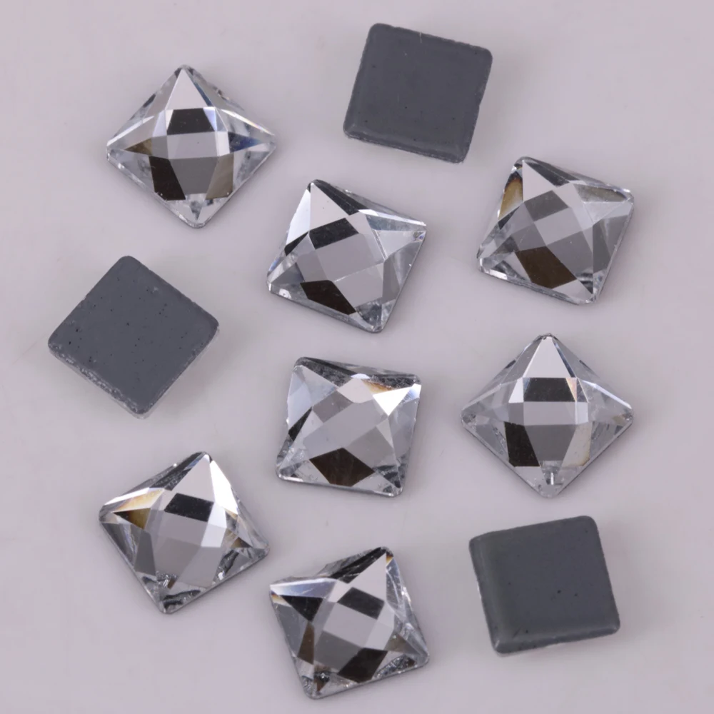 

Lead Free 6mm Crystal Clear Faceted Square Iron On Crystal Stones / Flat Back Hotfix Rhinestones