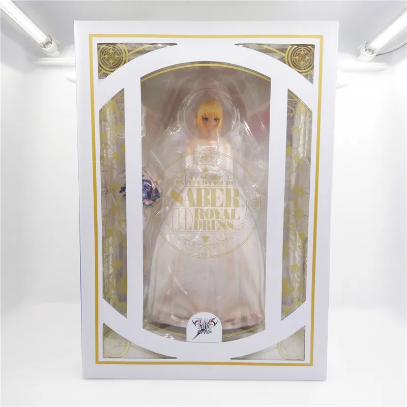 with retail box 25 см Fate/stay Night Saber lily Королевское Платье белое свадебное платье 10th юбилей фигурку ПВХ сабля свадебные куклы - Цвет: with retail box