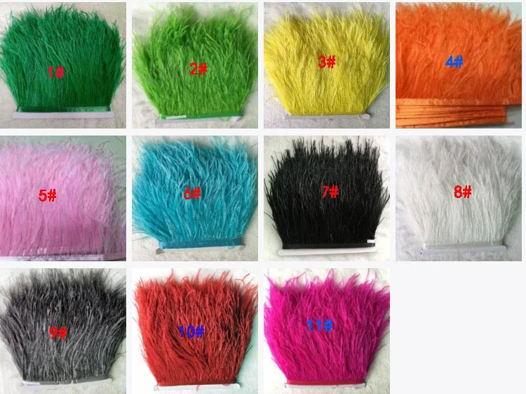 

10yards/lots Muticolor Long Ostrich Feather Plumes Fringe trim 8-10cm Feather Boa Stripe for Party Clothing Accessories Craft