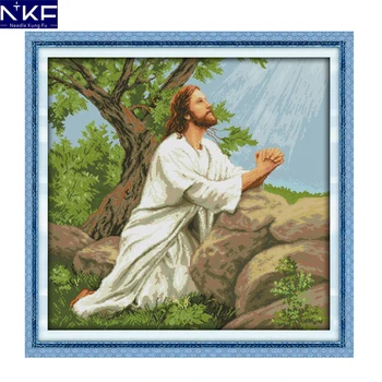 

GG Praying Jesus Religion Cross Stitching Needlework Chinese Cross Stitch Kit for Embroidery Home Decoration Cross-stitch Set