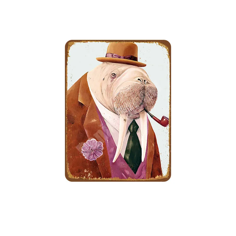 Винтажная металлическая жестяная вывеска Walrus декоративная тарелка для кафе