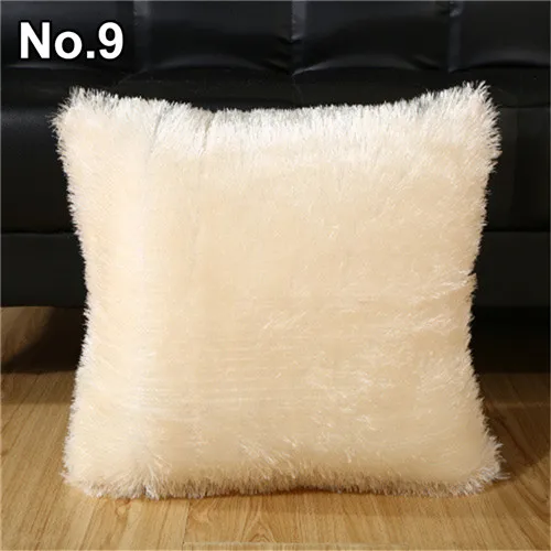 Однотонный короткий ворсистый плюшевый чехол для подушки из искусственного меха, мягкий теплый роскошный чехол для подушки, декоративная Декоративная Подушка для домашнего стула - Цвет: 9