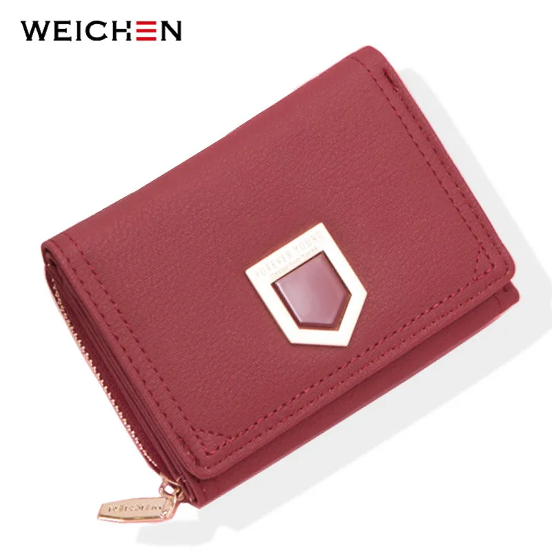 

WEICHEN Fashion Geometric Trifold Ladies Wallets With Zipper Coin Pocket Card Holder Brand Small Wallet Women Female Purse NEW