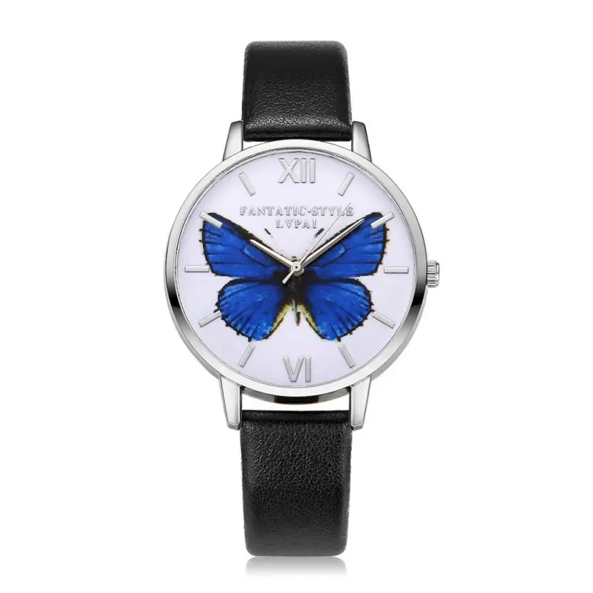 

LVPAI Watches Women Butterfly Leather Band Analog Quartz Watch Fashion Luxury Casual Wristwatches Ladies Watch bayan kol saati