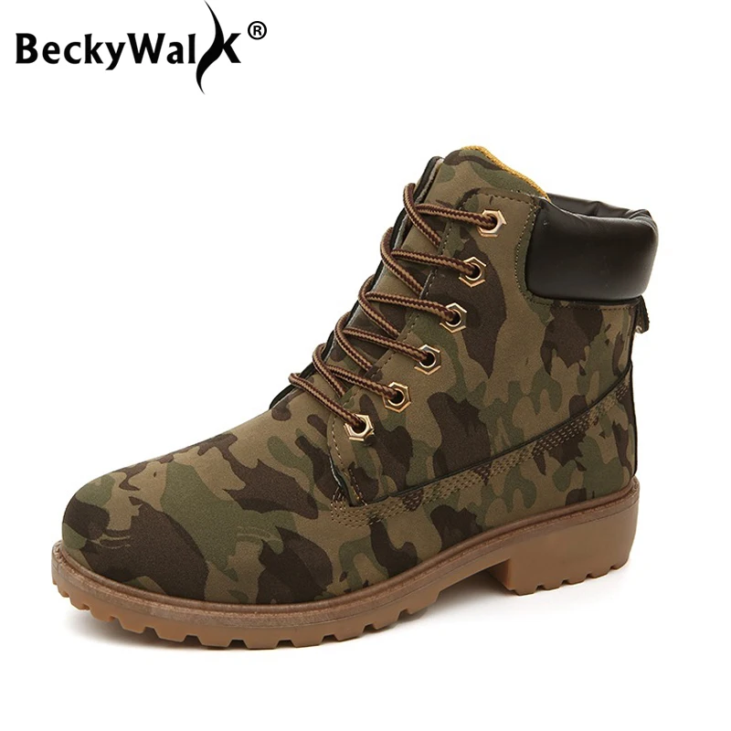 Модные женские ботинки BeckyWalk осенне зимние Martin мотоциклетная обувь для снега