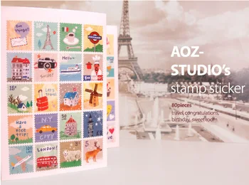 

2set =160PCS optional Vintage Retro Paper Sticker Classic Old Stamp Stickers for Decoration Scrapbooking Diary Album 013006005