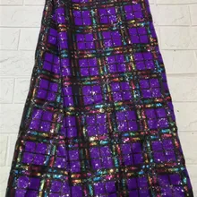 В(5 ярдов/шт) Высококачественная африканская кружевная ткань из органзы с блестками для больших вечерних платьев BZL-12.1725