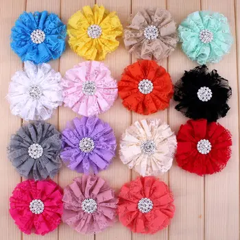 

20pcs/lot 7CM 15 Colors Soft Fabric Mesh Tulle Flower With Daisy Shaped Pearl+rhinestone Button Artificial Flowers For Wedding