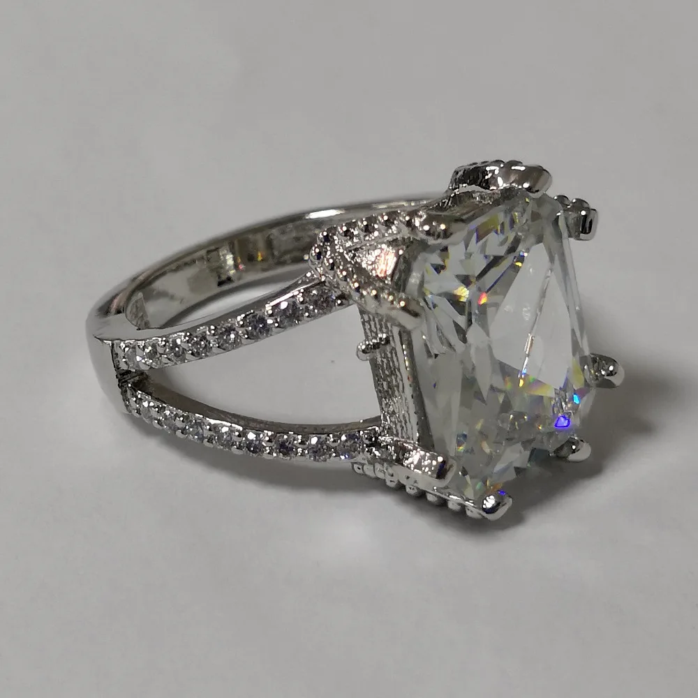 Princess White Stone Rings for Women Wedding Gift Rings Silver Moda Mujer Ring Luxury Jewelry Crystal Bague Femme Girl Anillos