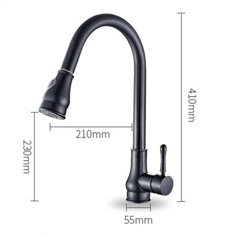 Kitchen Sink Faucets Total Brass Pull Out/Down Mixer Taps Single Handle Hot & Cold Chrome/Black Rotating Kitchen Crane Faucets Kitchen Sink Faucets Total Brass Pull Out/Down Mixer Taps Single Handle Hot & Cold Chrome/Black Rotating Kitchen Crane Faucets