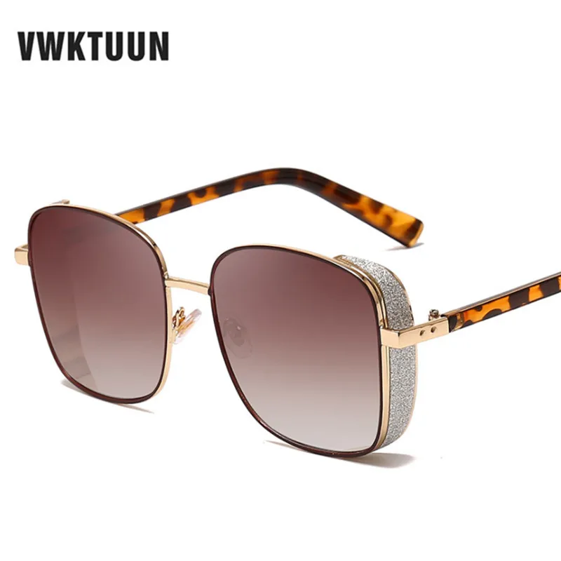 

VWKTUUN Square Vintage Sunglasses Women Men Points Crystal Frame Sun glasses For Men Gradient Oversized Shades UV400 Eyewear