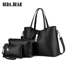 DIDA BÄR 1 satz 3 beutel 2017 Frauen Composite-taschen Mädchen schulter einkaufstasche Damen Handtasche Tragetaschen Femme Sac Ein Haupt schwarz