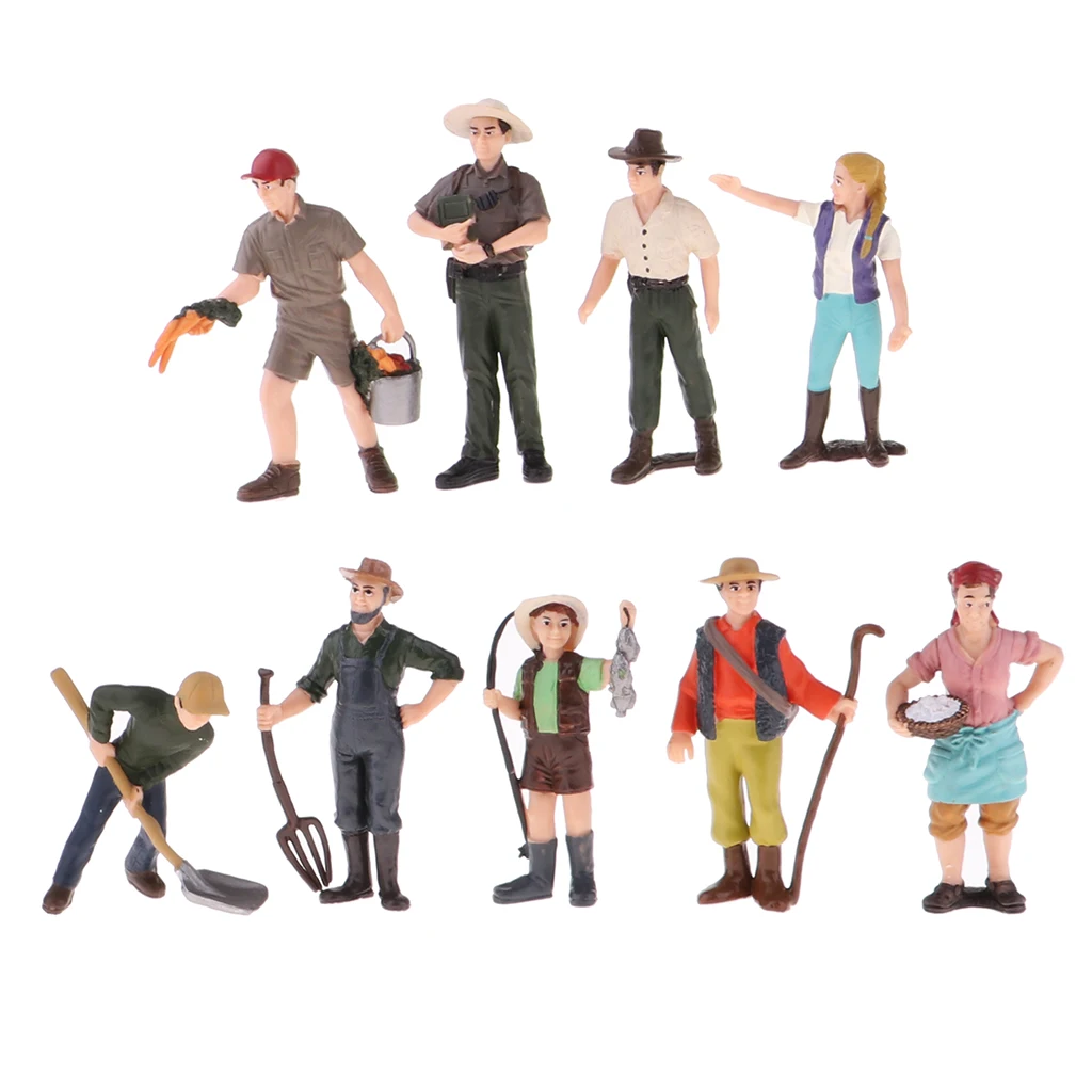 

9 Pieces HO Scale Tiny People Model Simulation People Model Farmer Characters Action Figures Hand Painted Figure Standing Pose