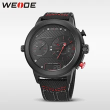 WEIDE Роскошные часы спортивные цифровые нейлоновый ремешок черный круглый большой циферблат многочасовой пояс мужские кварцевые автоматические часы водонепроницаемые аналоговые