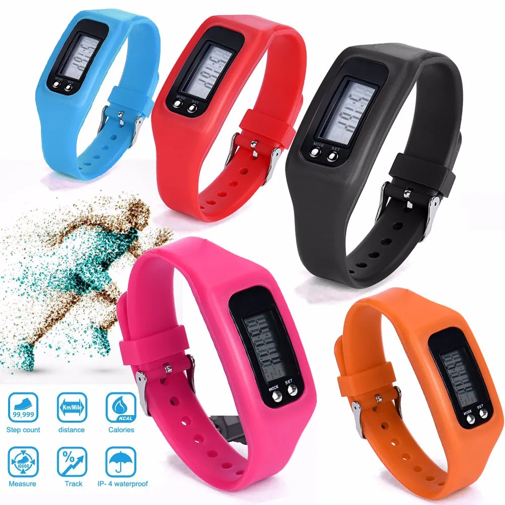 

Long-life battery Multifunction Digital LCD Pedometer Run Step Walking Distance Calorie Counter Watch Bracelet free shiping