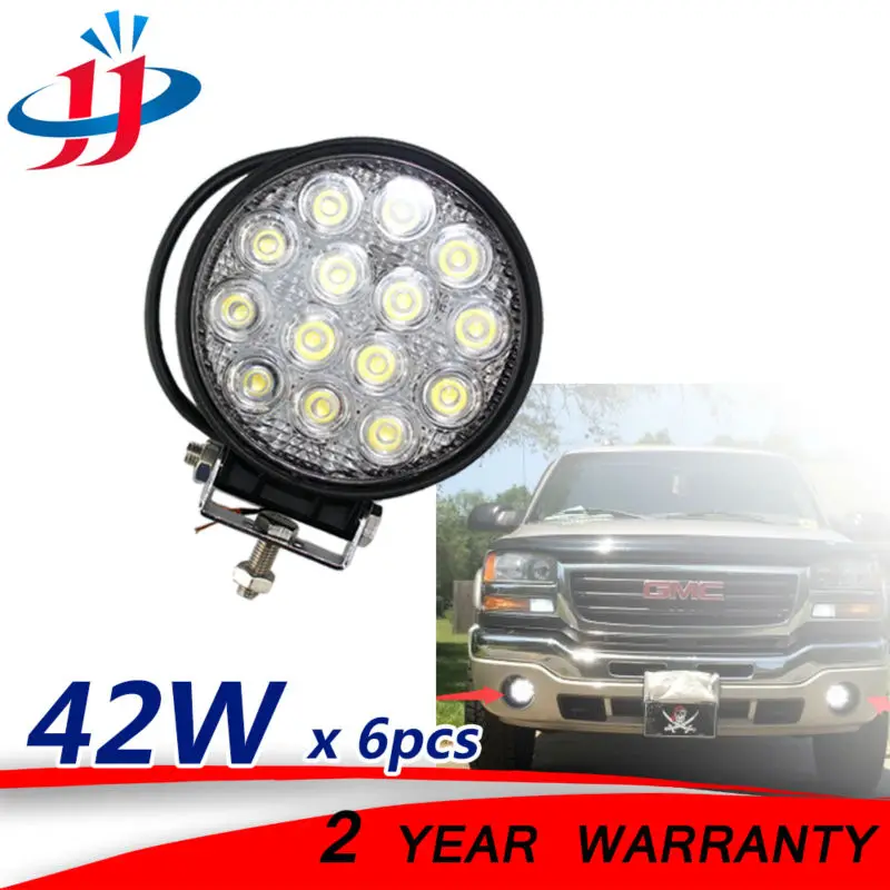 6x 42W LED Work Light 12V 24V Spotlight Round Headlight Motorcycle