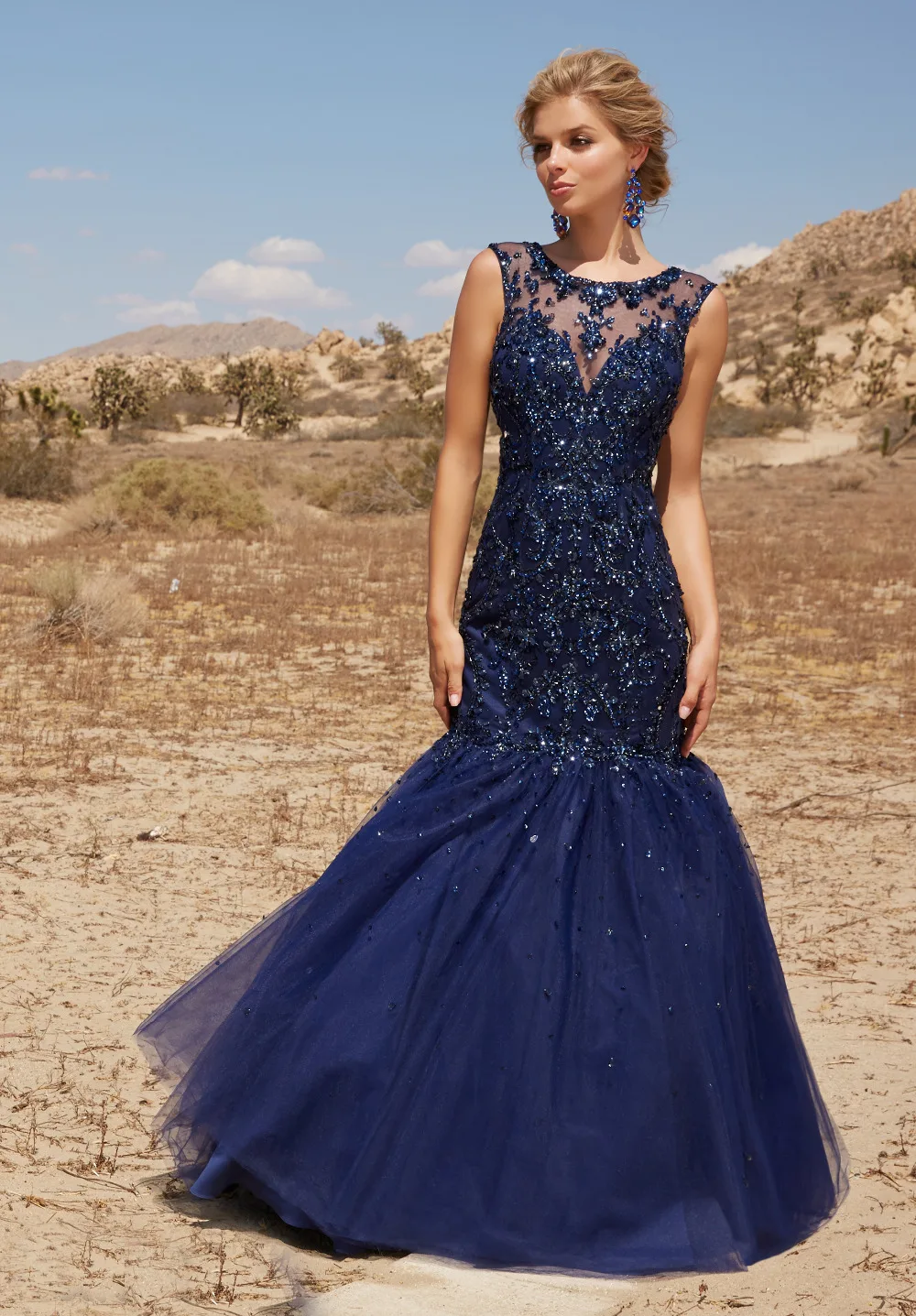 robe de soiree Western Sexy Open Back Bling Bling Rhinestone Mermaid