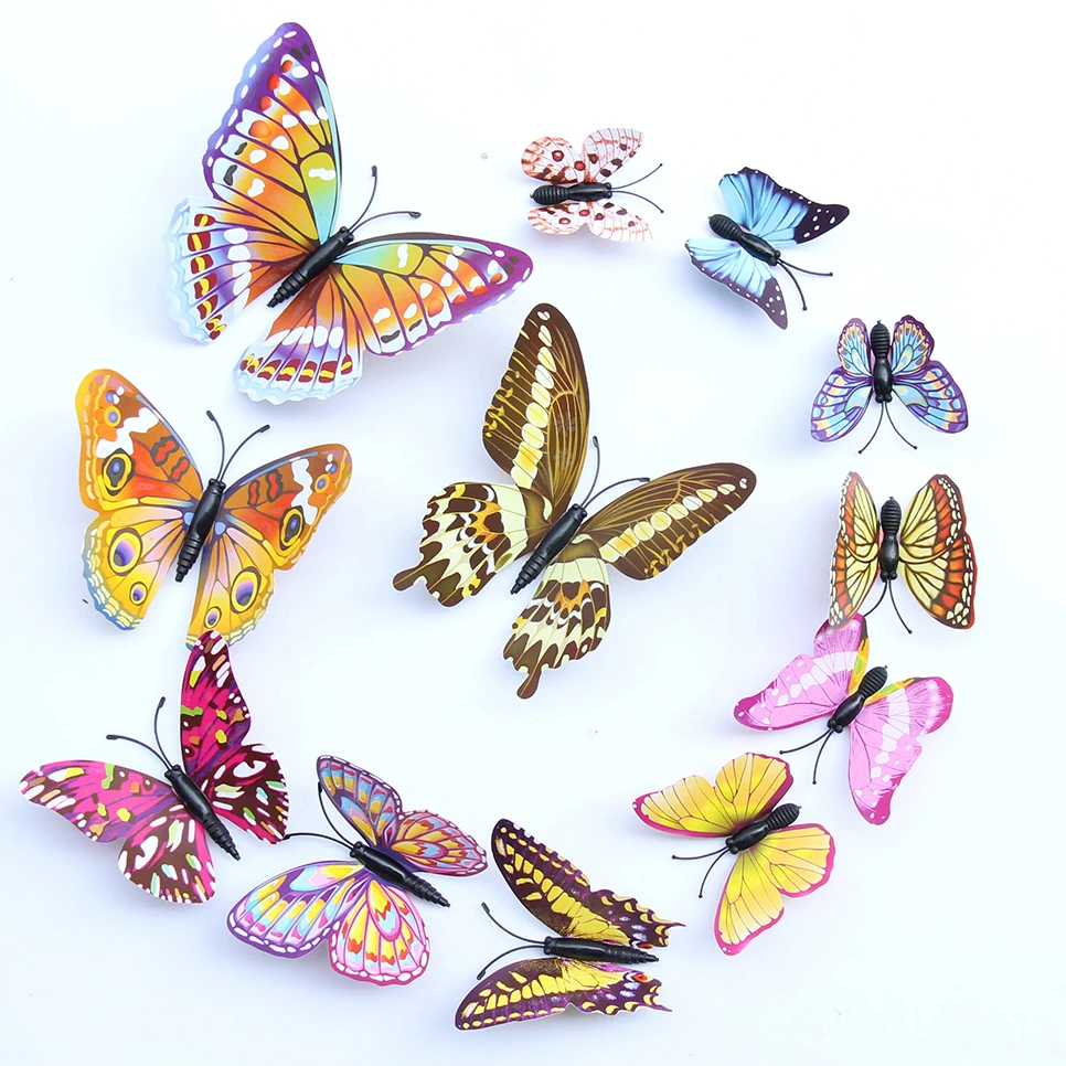 

12pcs Lovely 3D Single layer Luminous Butterfly Whiteboard kitchen Fridge Magnets Art Room Wall Decor Crafts DIY gift ideas