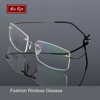

Optical Glasses Frame Man Woman square Rimless Computer Eyeglasses Lightweight Memory Titanium Spectacle Frame Clear Len Z863