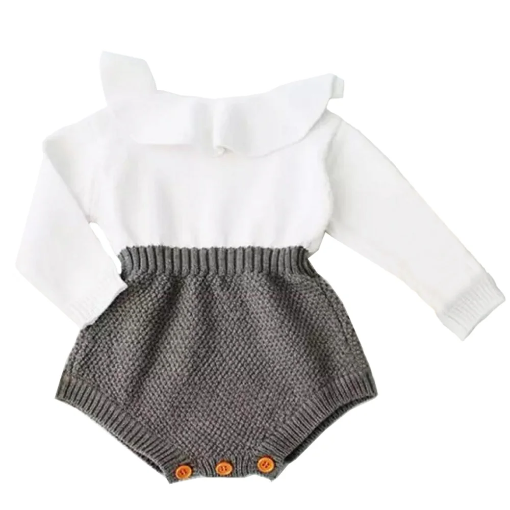 Pudcoco новорожденных для маленьких девочек детское полушерстяное комбинезон Теплый вязаный свитер на осень-зиму с длинным рукавом Комбинезоны для малышек одежда для маленькой девочки