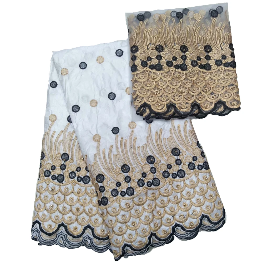 

African bazin Riche Getzner With 2yards French Embroidered Tulle Lace Fabric Beads Laces 2018 For Dress R01