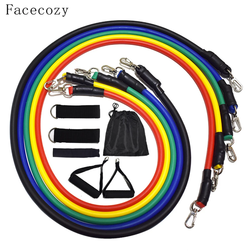 Facecozy 11 шт./компл. тянуть веревку унисекс Упражнение Crossfit Эспандеры для фитнеса эластичные трубки тренировки Trainning комплектов оборудования