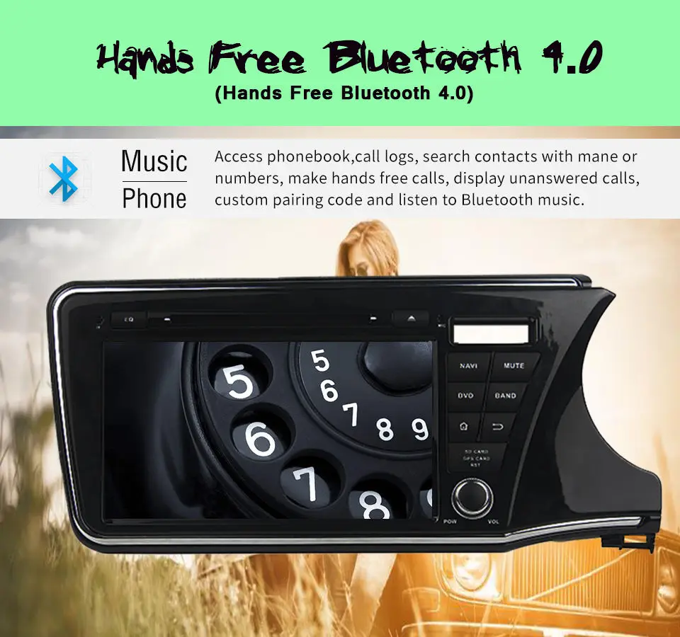 Excellent 2GB RAM 9 inch 2 din Android 7.1 Car Radio DVD player GPS For Honda City 2014 2015-17 Multimedia Navigation Head Device With DAB 5