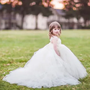 White Miniature Bride Flower Dress With Train For Wedding White Miniature Bride Flower Dress With Train For Wedding Evening Princess Baby Christening Tutu Customize In Dresses From