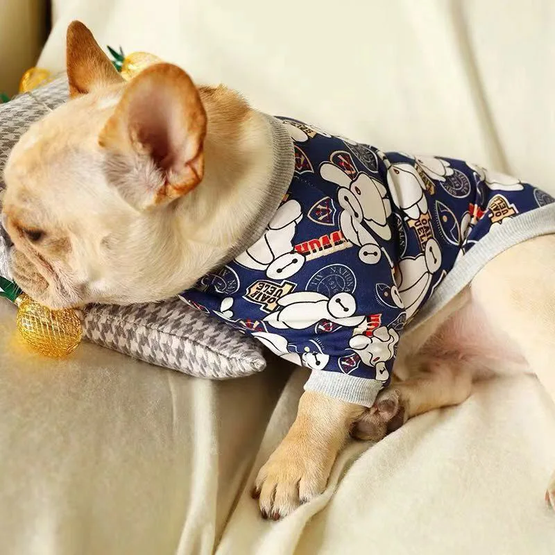 Мультфильм летняя одежда для собак Хлопок Щенок Футболка; одежда для маленькие собачки Чихуахуа французский футболка с бульдогом жилет костюм кошки пальто