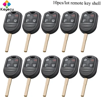 

KEYECU 10PCS/Lot Keyless Entry Remote Head Car Key Shell Case Housing - 3 1/ 4 Buttons - FOB for Ford Fiesta C-Max Escape Focus