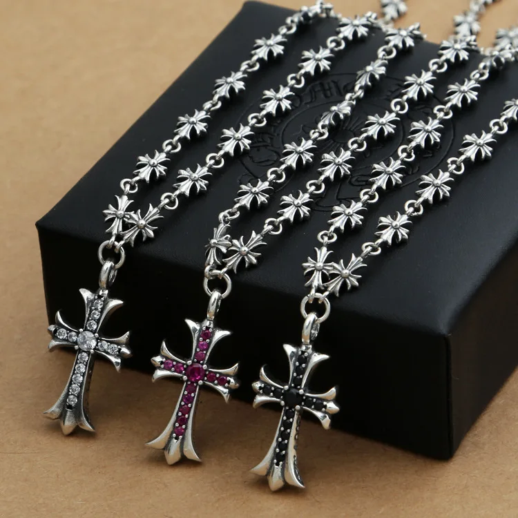 

Manufacturers Wholesale S925 Silver Fashion Jewelry Thai Silver Retro Crucible Simple Men Women Sweater Necklace