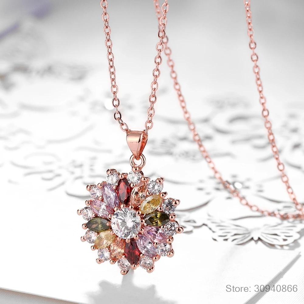 Новинка 2019 года Элитный бренд Модные украшения кристалл от Swarovski Мона Лиза Цветной циркон кулон Круглый Цветок Луна круглый цепочки и