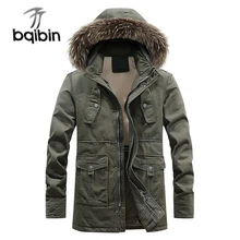 Осень зима мужской тонкий утолщенный с капюшоном Средний и длинный раздел куртка мужская повседневная вымытая куртка пальто