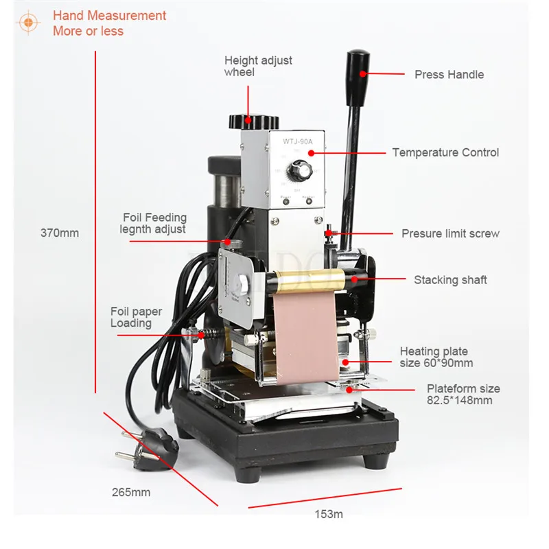 WTJ-90A ручная машина для тиснения пластиковых карт, RCIDOS машина для горячего тиснения фольги, ПВХ/имя карты Бронзирующая машина(6X9 см