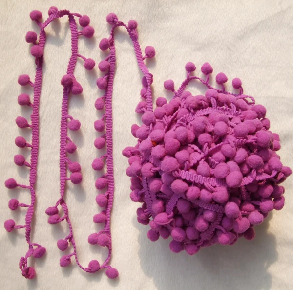 

5Yards/Lot cute New Arrival light voilent color PomPom fringe trim draper ball Accessories sew 0.8" ball