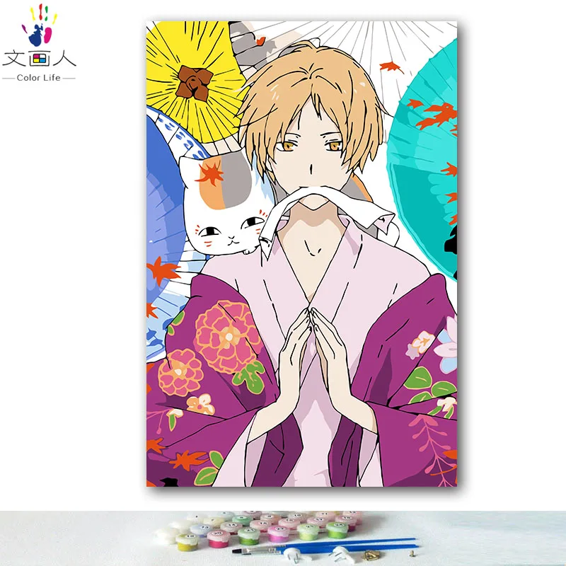DIY картинки для раскраски по номерам с цветами Natsume friend account Аниме Картина для рисования по номерам в рамке для дома - Цвет: 8157