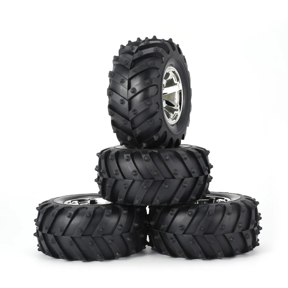 

AUSTAR 4pcs AX-3002 125mm Rim Rubber Tyre Tire Wheel Plastic Hub for 1/10 RC Big Feet Model HSP HPI Beadlock RC Toys Spare Parts