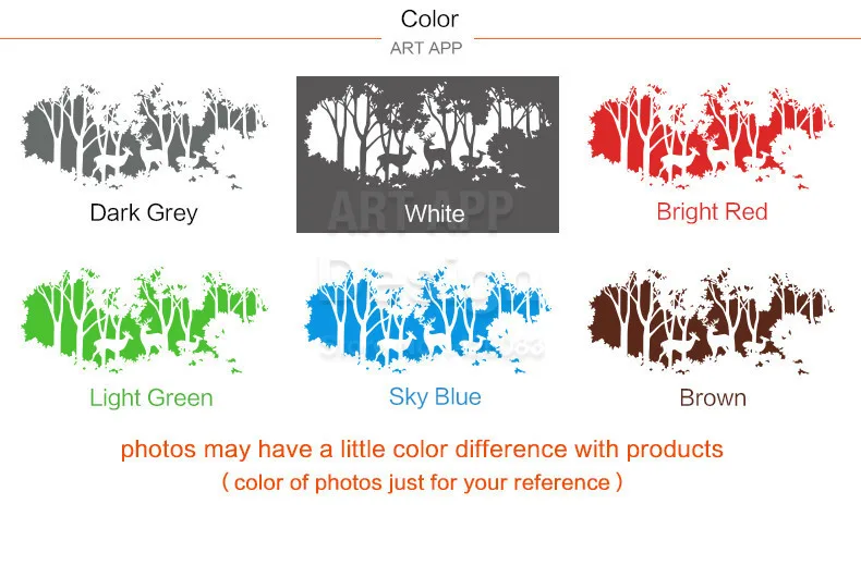 Художественная Виниловая наклейка для украшения дома нового дизайна, олени в лесу, настенные Стикеры, съемные дешевые ПВХ Наклейки для декора дома, деревья и животные