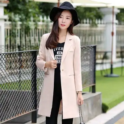 New Women Long Blazer Coat 2019Spring Korean Business Office Suit Jackets Ladies Blazers Solid Slim Female Tops Outerwear AA548 - Цвет: off white