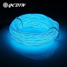 QCDIN 5 м 10 цветов Внутреннее освещение автомобиля светодио дный EL Led провод 12 В в Гибкая отделка для автомобилей неоновый свет украшение автомобиля полосы EL свет