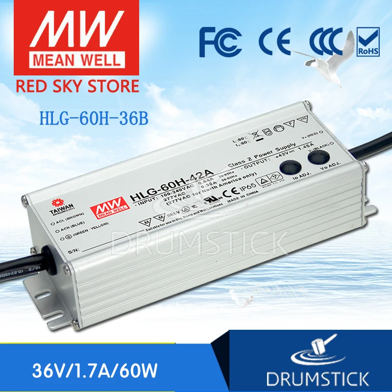 

MEAN WELL HLG-60H-36B 36V 1.7A meanwell HLG-60H 36V 61.2W Single Output LED Driver Power Supply B type