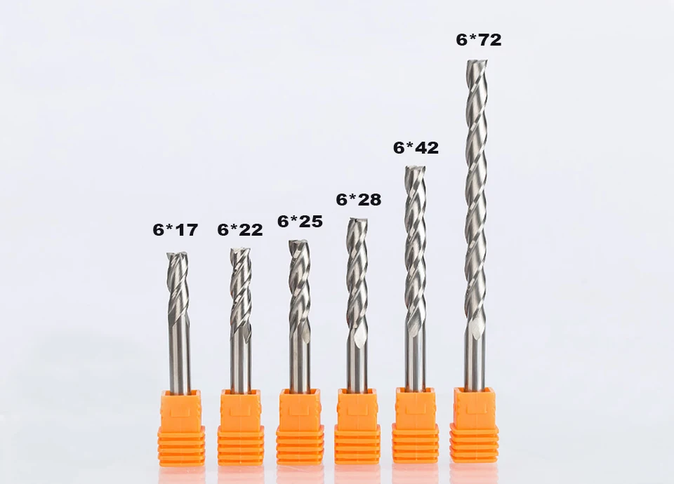HUHAO 1 шт. 6 мм 3 Флейта спиральная фреза для дерева ЧПУ Концевая фреза карбида фреза тугстер сталь древесины фреза