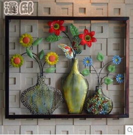 

European creative, wrought iron wall hanging wall act the role ofing is tasted, hollow out the whole flower art wall act the