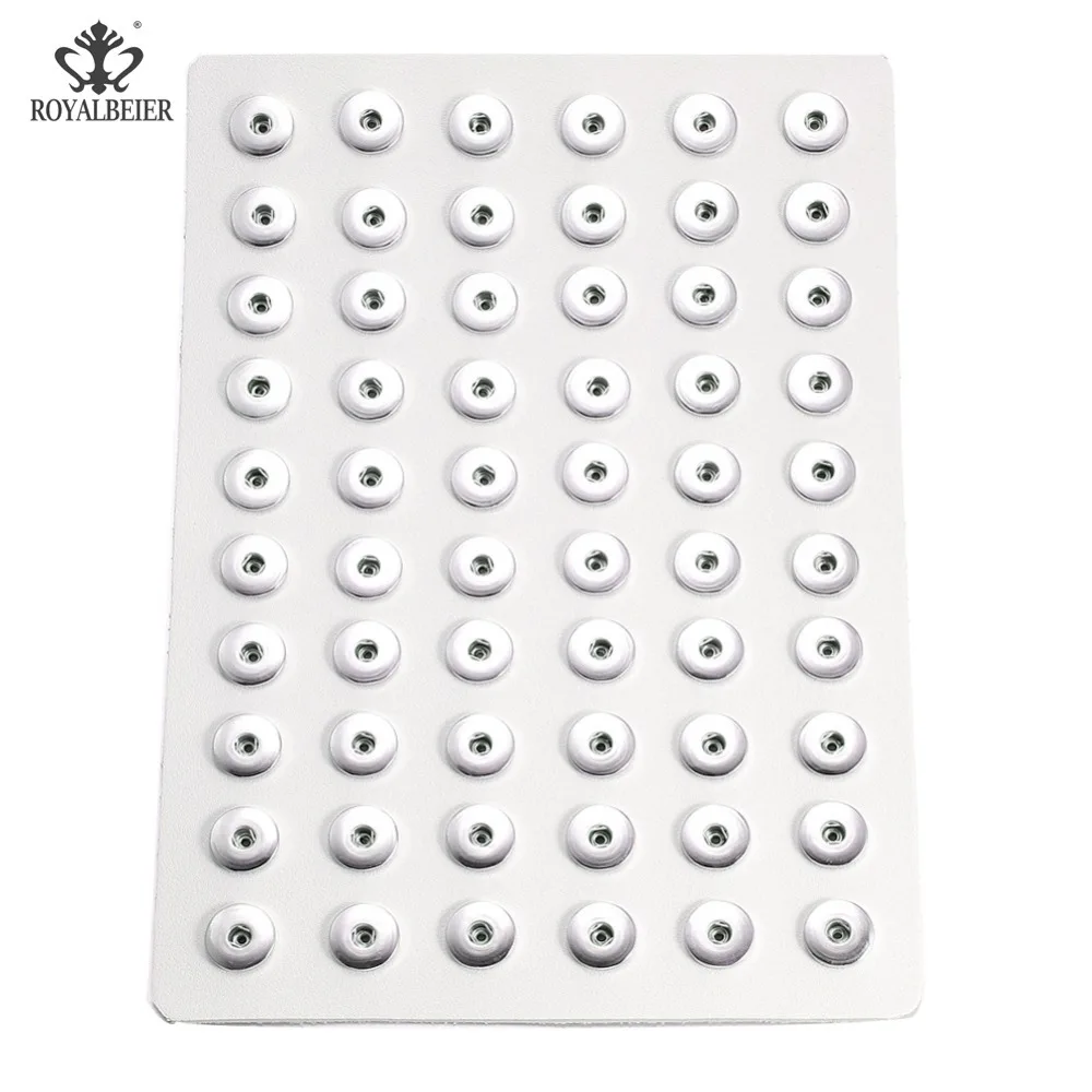 

ROYALBEIER White Multicolor PU leather Metal Snap Buttons Display Board Unisex Fit 18mm 60pcs Snap Buttons DIY Jewelry ZJ0007
